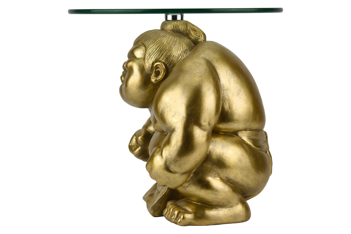 Side table SUMO 30cm round glass gold