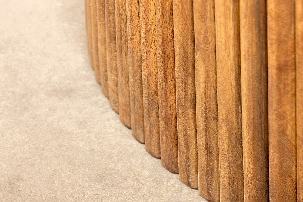 Esstisch TRES CHIC Ø 120cm rund Mangoholz braun mit Stauraum