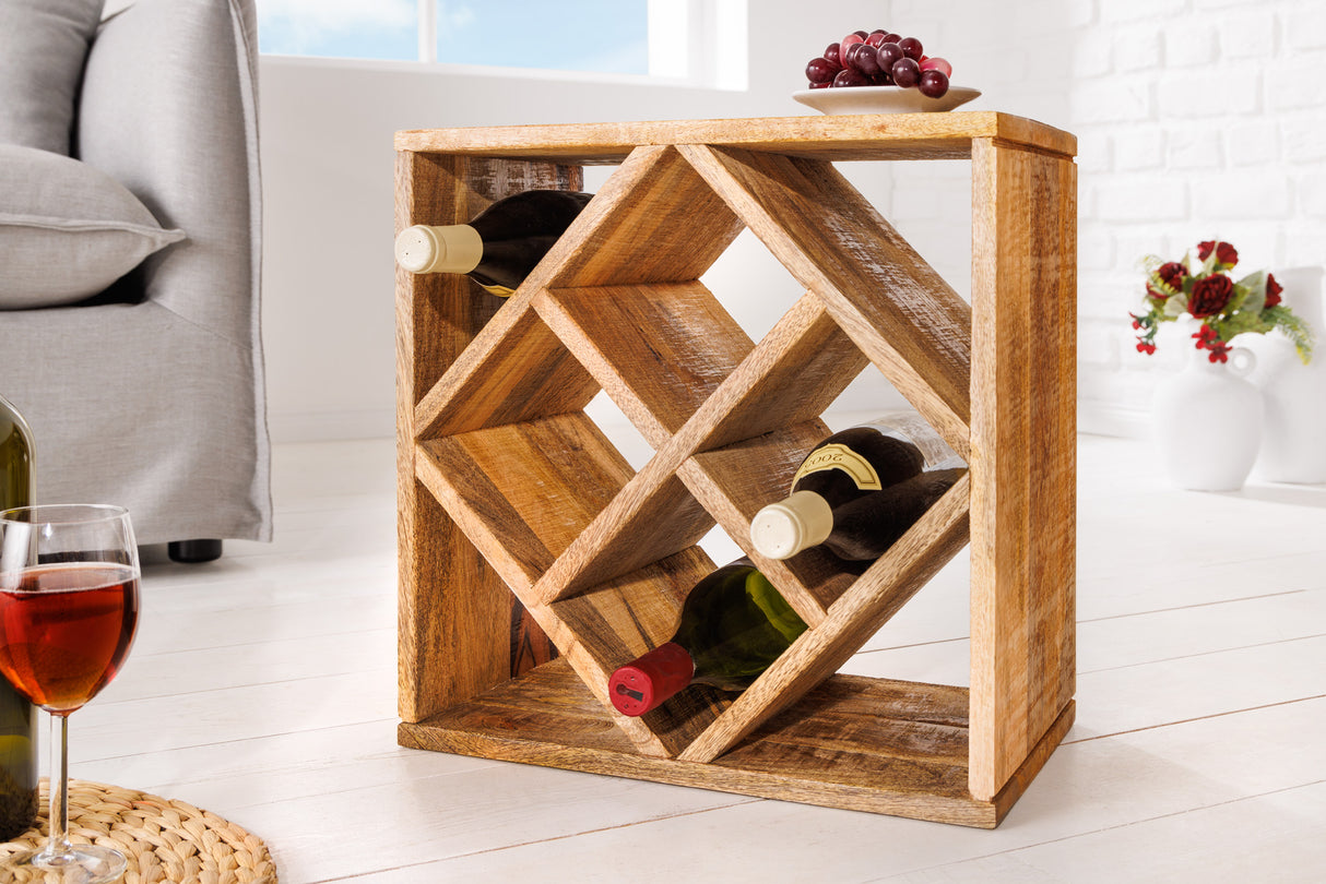 Wine shelf CUBUS 40cm for 8 bottles mango wood