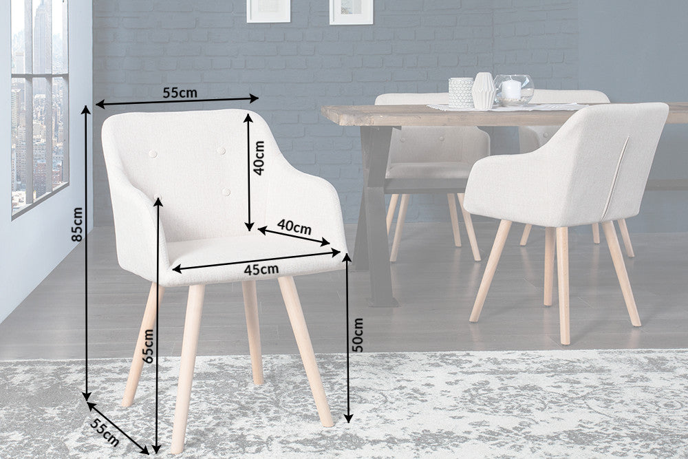Chair SCANDINAVIA with armrests structured fabric natural