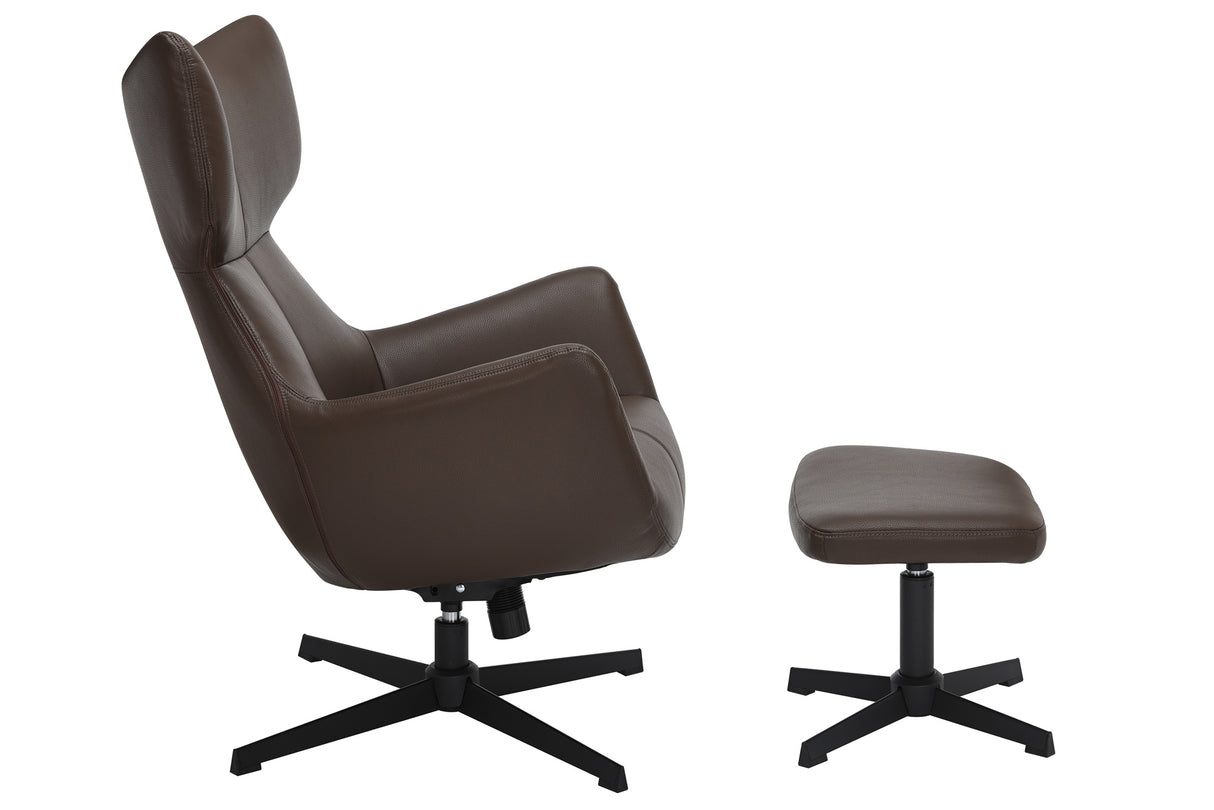 Sessel VOGUE 360° drehbar Kunstleder braun mit schwarzem Metallgestell