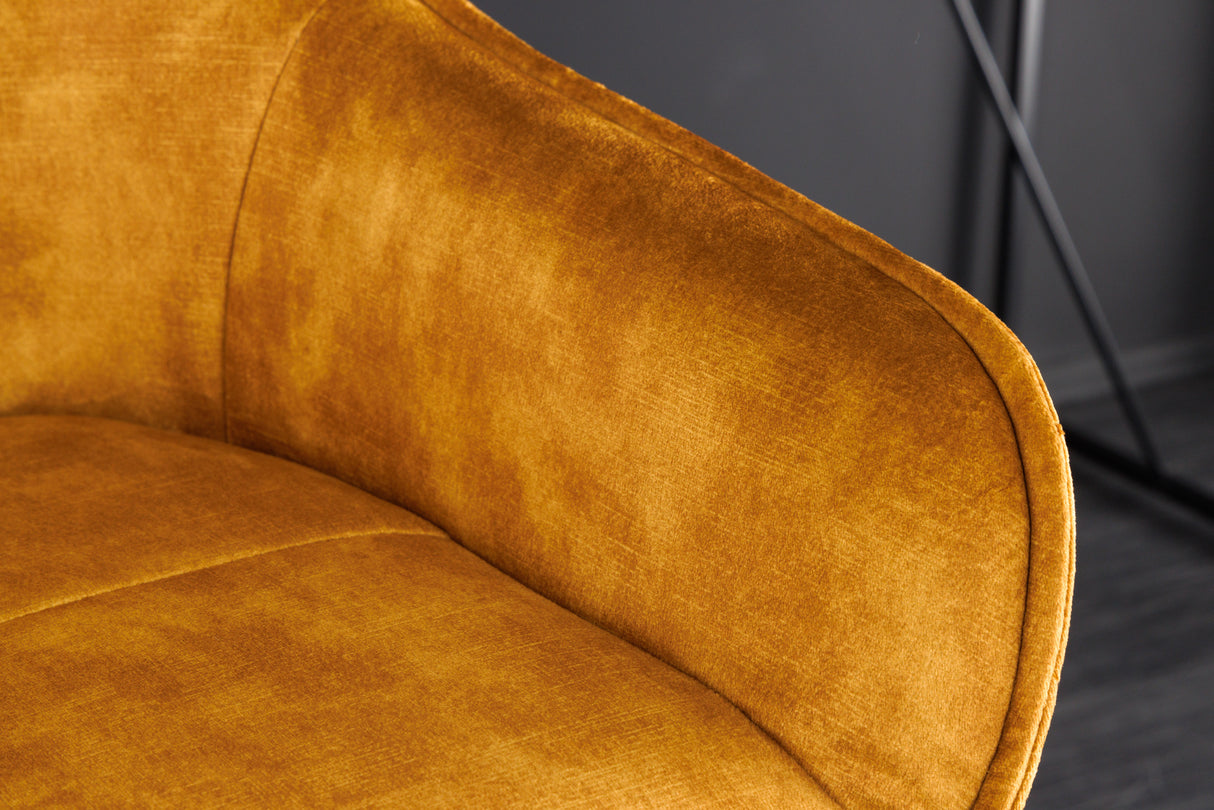 Bar chair EUPHORIA 74cm velvet mustard yellow