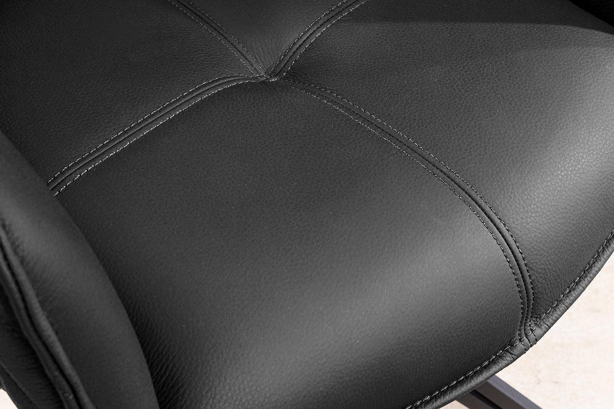 Swivel chair EUPHORIA rotatable 180° with armrests leather black