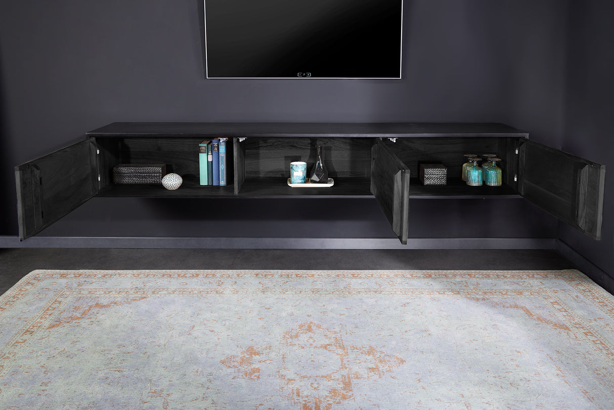 TV-Board MOUNTAIN SOUL 200cm Akazie Natursteinoptik schwarz