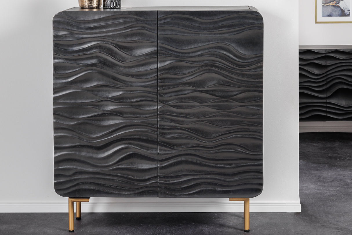 Highboard WAVE 120cm Mangoholz schwarz