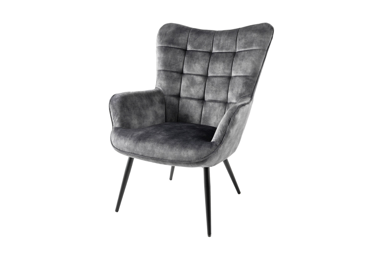 Armchair SCANDINAVIA with armrests velvet grey