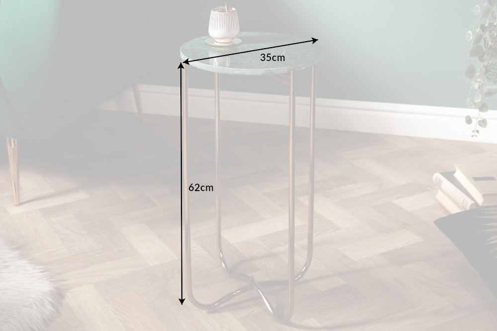 Side table NOBLE 35cm marble green w/ removable plate