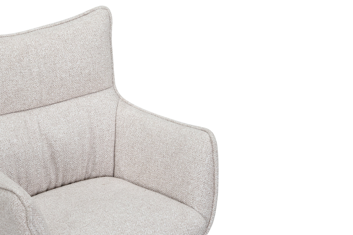 Drehstuhl VOGUE 360° drehbar Strukturstoff beige mit Eichengestell natur