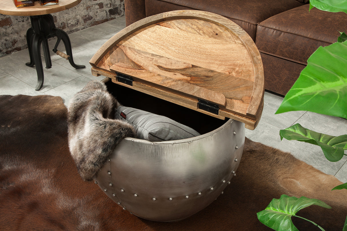 Couchtisch DRUMP STORAGE 68cm massives Mangoholz natur