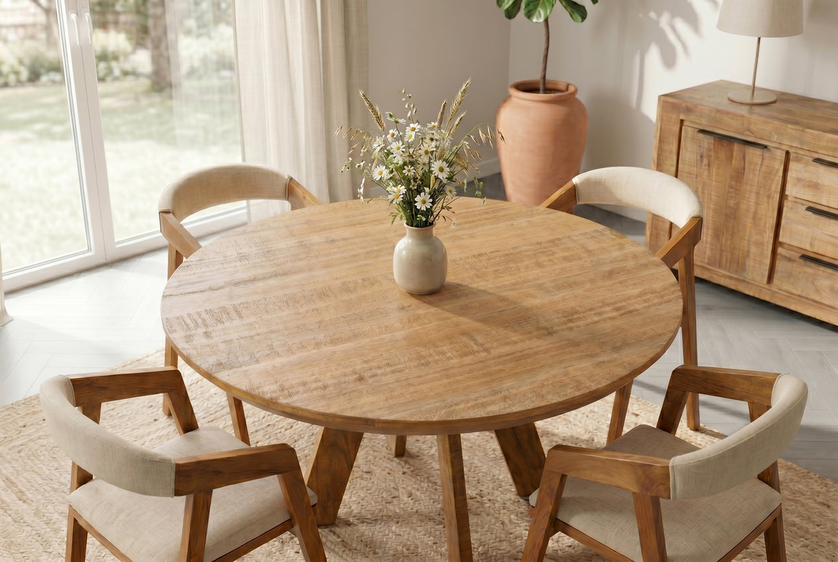 Esstisch ART WOOD Ø 120cm rund Mangoholz naturbraun