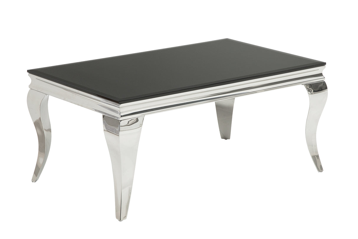 Couchtisch MODERN BAROCK 100cm gehärtetes Opalglas schwarz