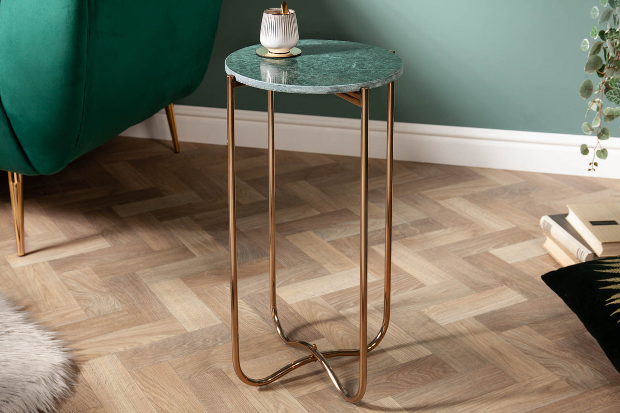 Side table NOBLE 35cm marble green w/ removable plate