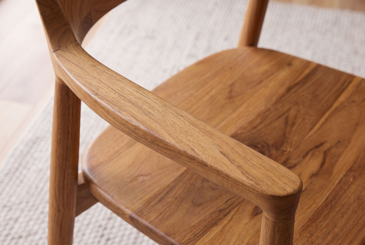 Chair KENNEDY w/ armrests teak wood natural