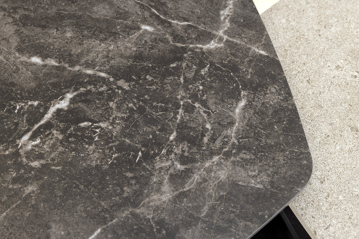 Coffee table MOVEMENT 80-130cm rotatable ceramic top grey and anthracite marble look