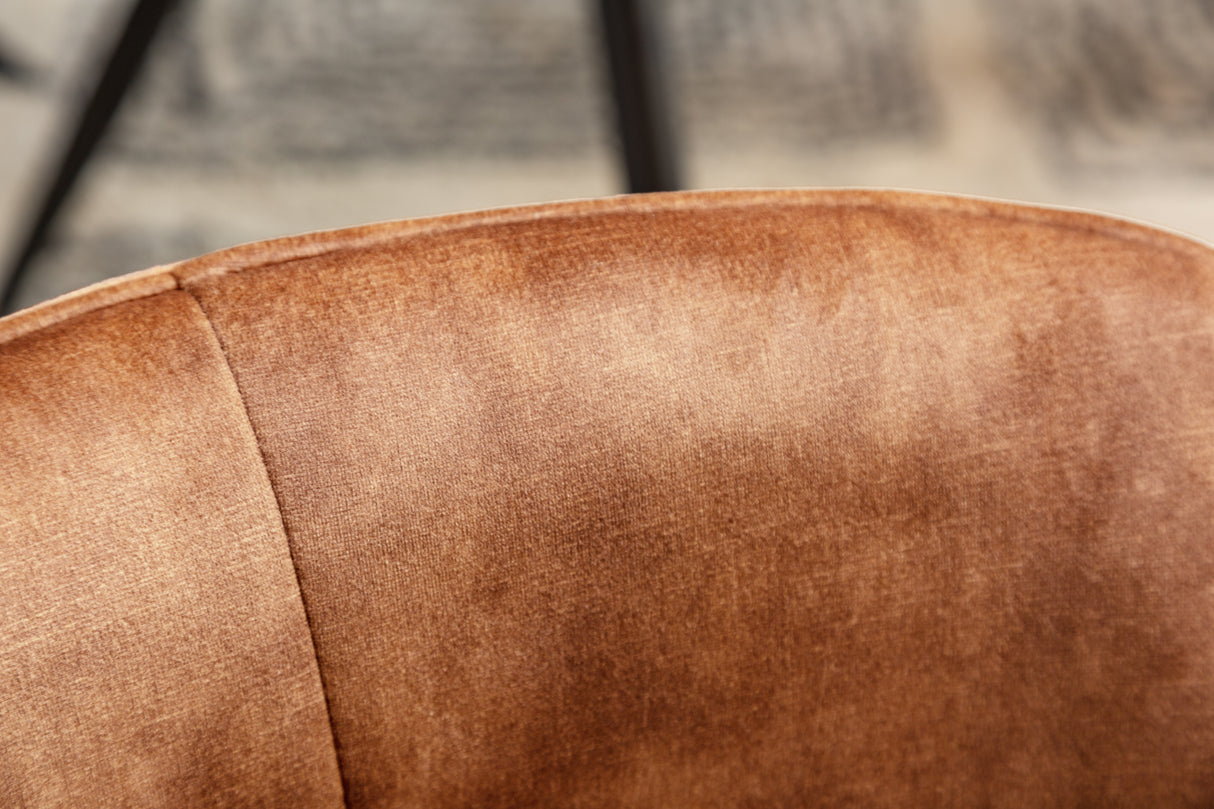 Swivel chair EUPHORIA rotatable 180° with armrests velvet brown