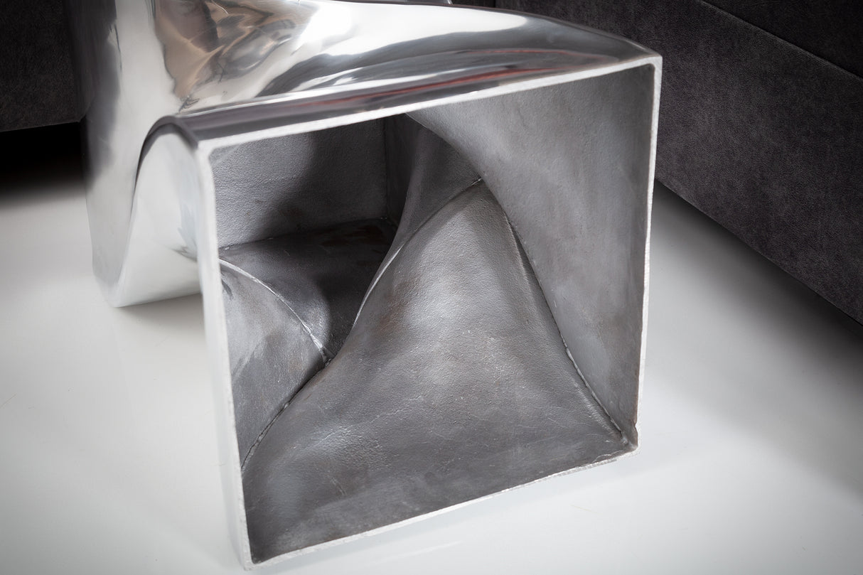 Hocker TWIST 45cm silber aluminium