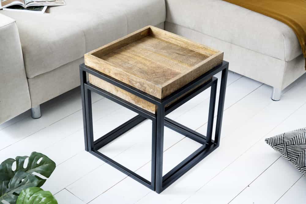 Beistelltisch SERVITEUR 45-55cm 2er Set Tabletts Mangoholz