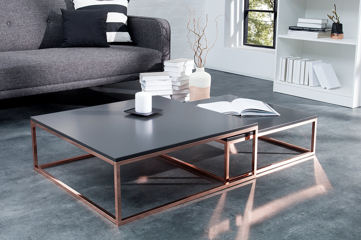 Couchtisch ELEMENTS 65-75cm 2er Set Anthrazit Kupfer
