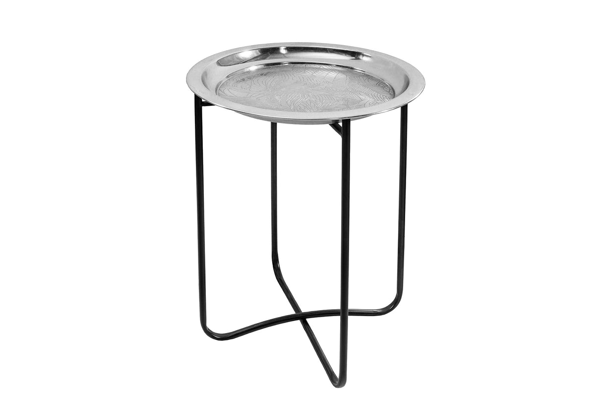 Beistelltisch CASABLANCA 50cm Antik Silber Hammerschlag Design abnehmbares Tablett