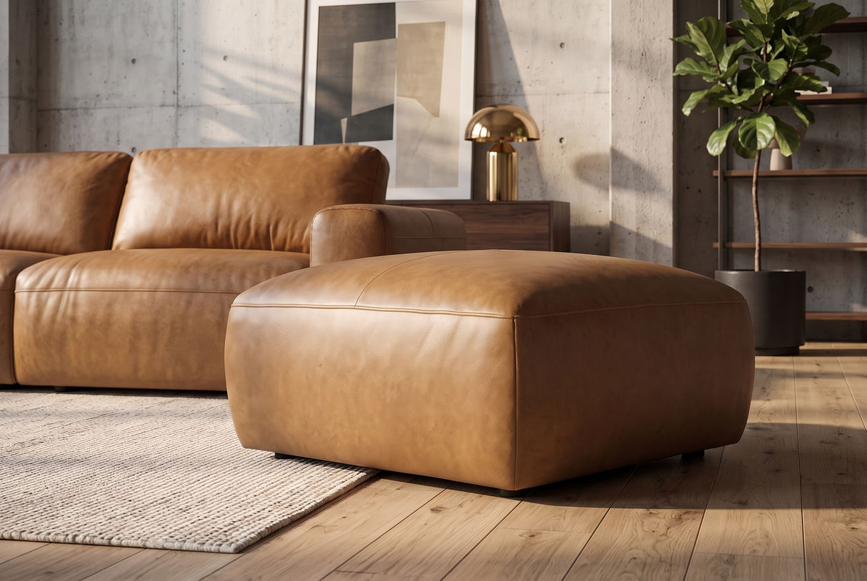 Stool BIG GEORGE 95cm leather cognac