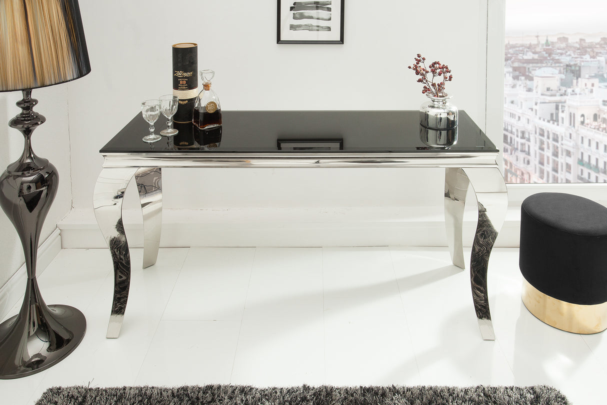 Console MODERN BAROCK 145cm tempered opal glass black