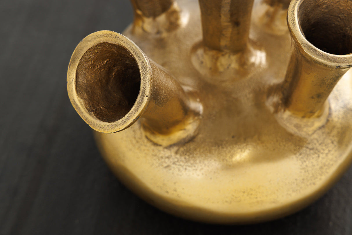 Vase KIYA 25cm gold 5 mit Blumenöffnungen