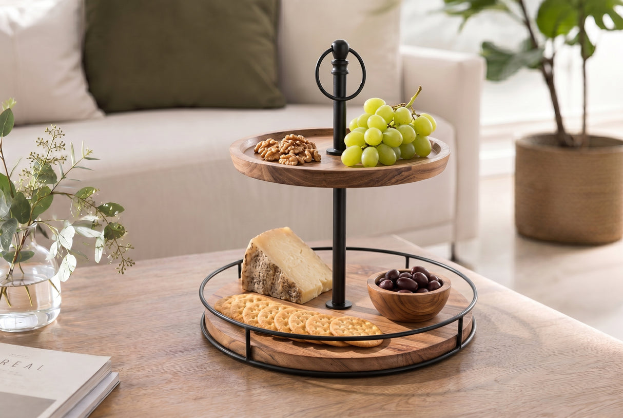 Etagere PURE NATURE 38cm 2 Tabletts Mangoholz