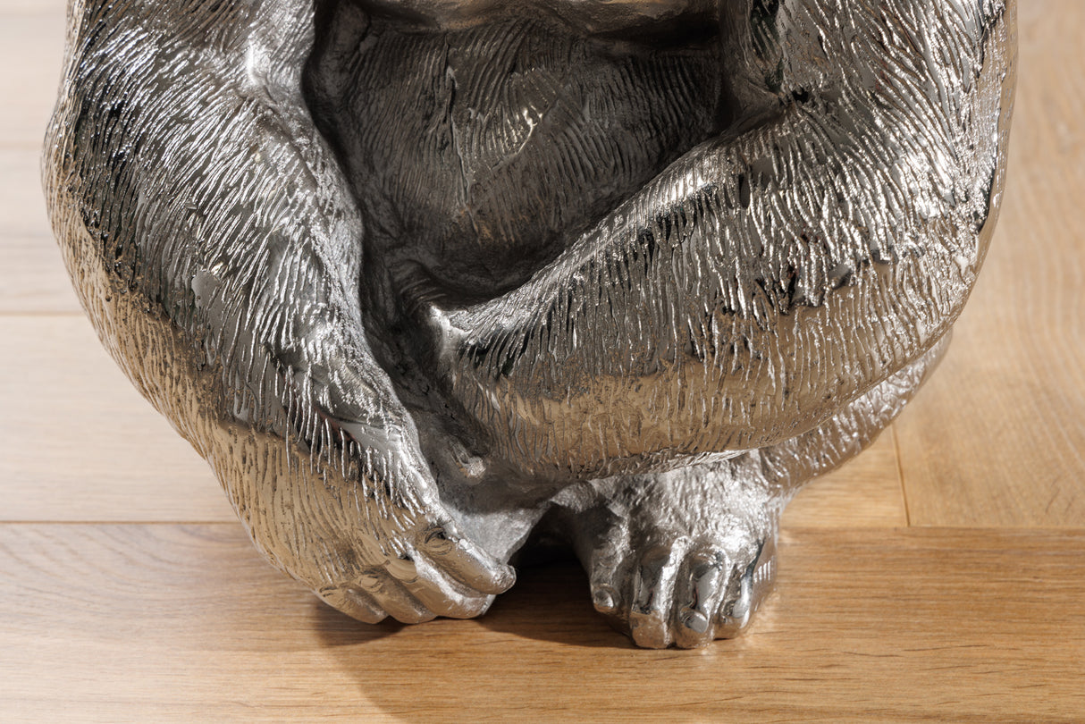 Beistelltisch KONG 50cm silber mit 45cm Glasplatte