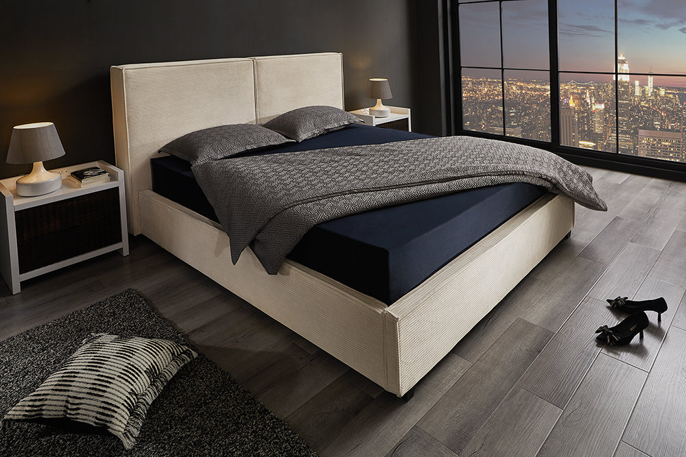 Bed ROCCO 180x200cm cord beige w/ storage space