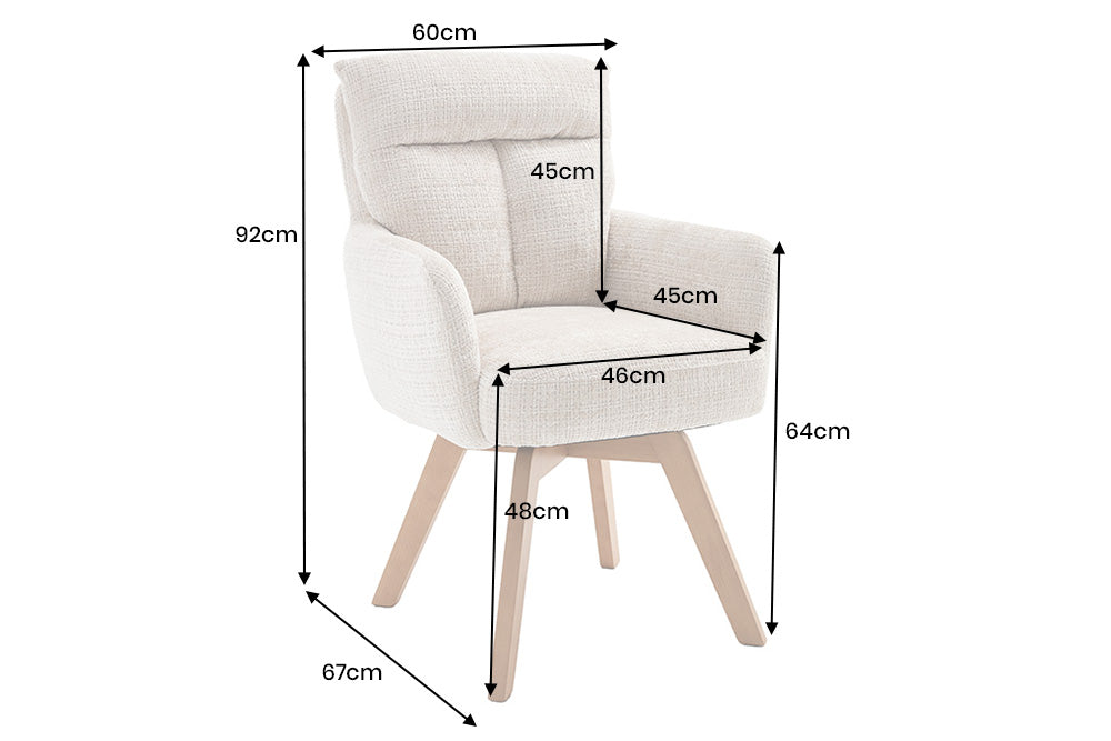 Drehstuhl BIG GEORGE mit Armlehnen, Chenille-Stoff champagner, drehbar