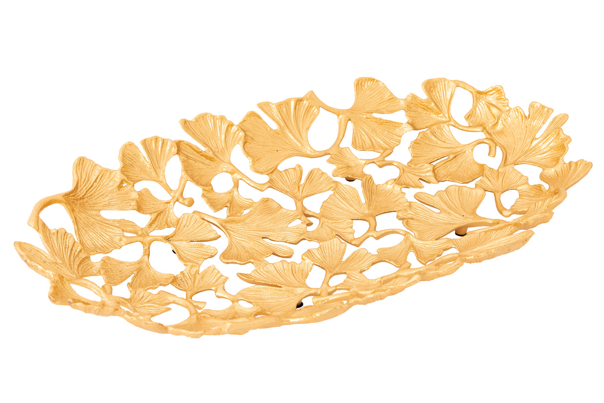 Dekoschale GINKGO BLÄTTER 50x30cm gold