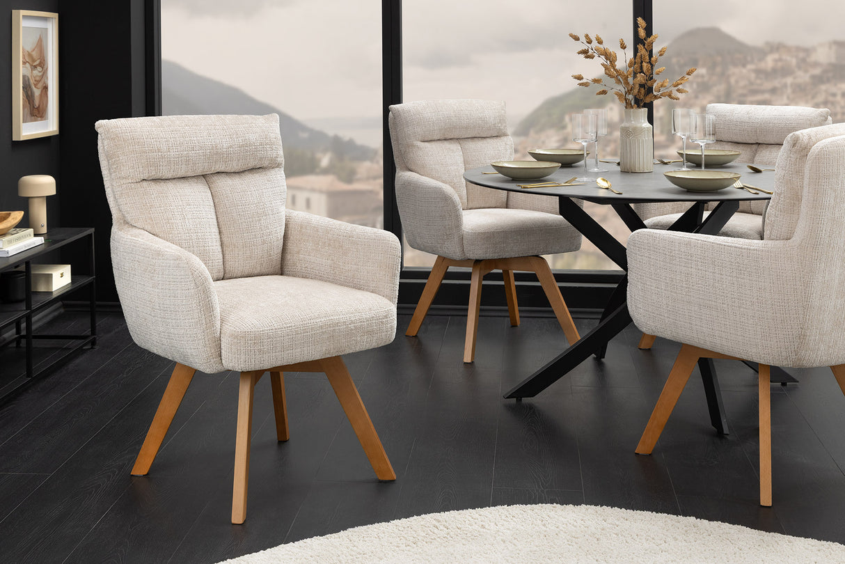 Drehstuhl BIG GEORGE mit Armlehnen, Chenille-Stoff champagner, drehbar