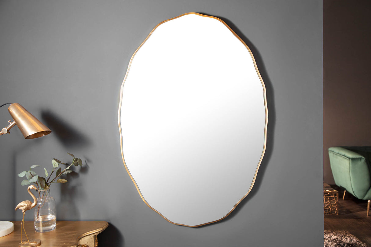 Wandspiegel ELEGANCIA 100cm oval Paulownia Holz gold