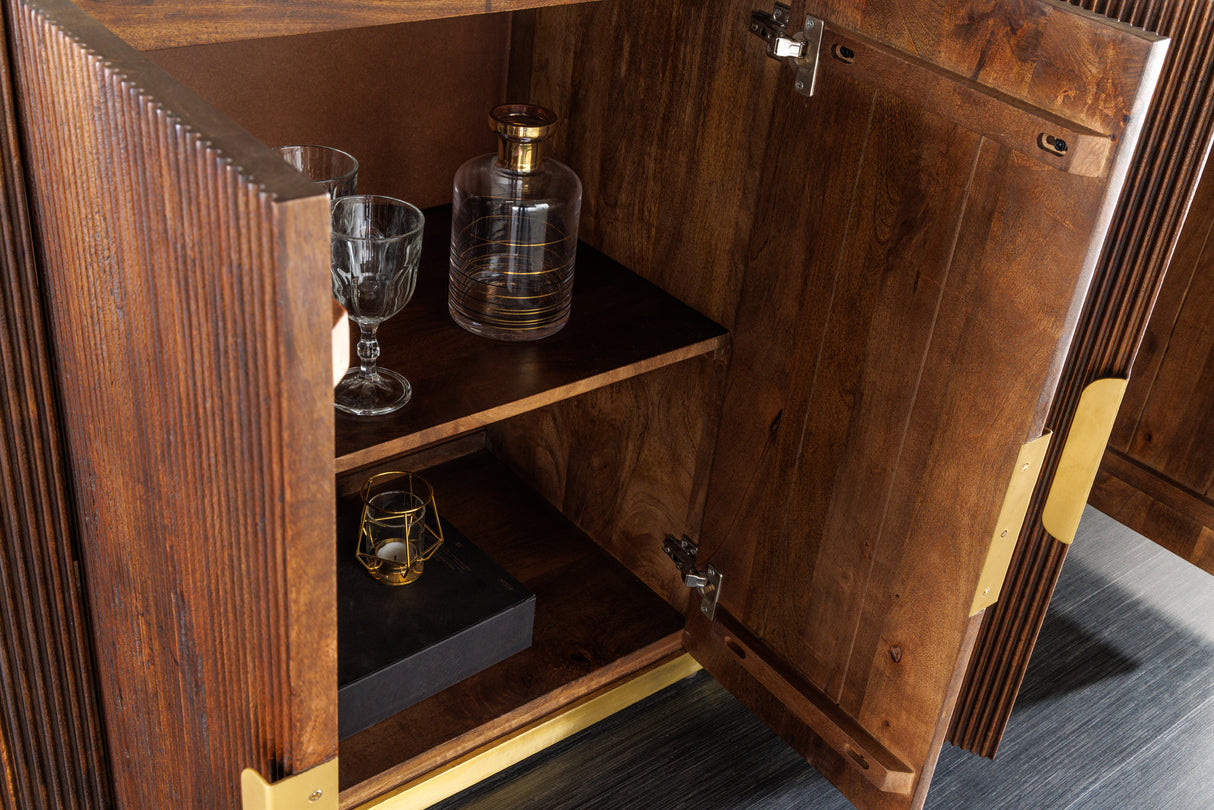 Sideboard GATSBY 170cm Mangoholz Marmorplatte weiß
