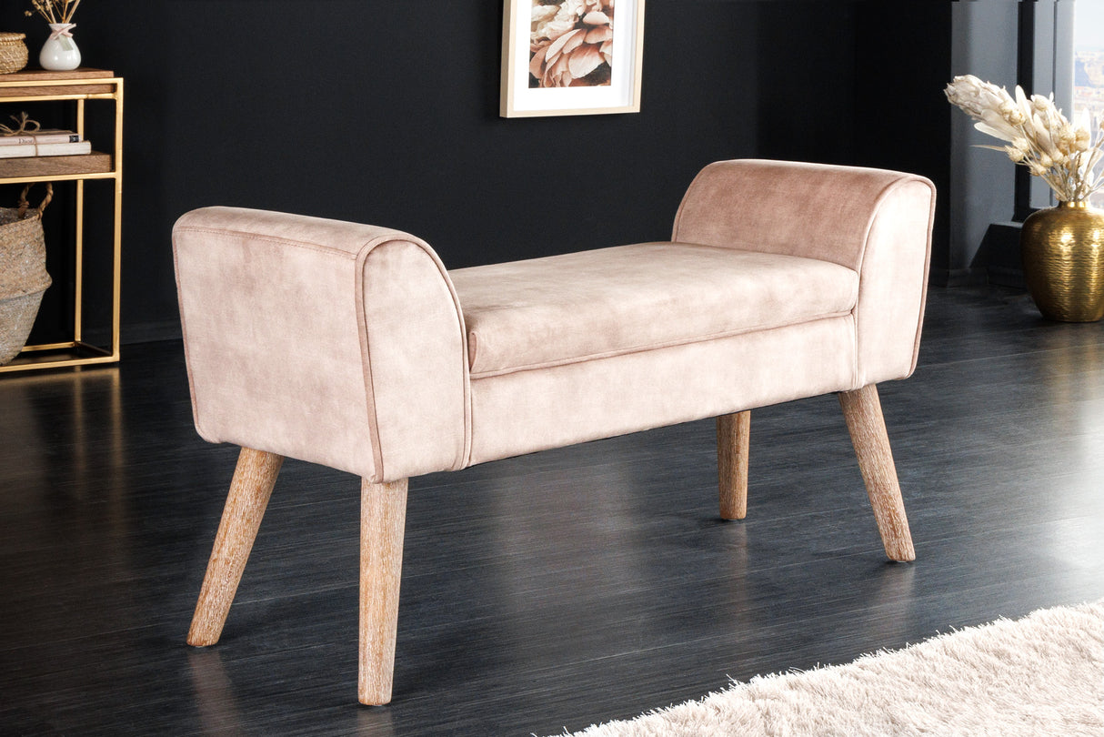 Bench SCARLETT 90cm velvet beige coffee