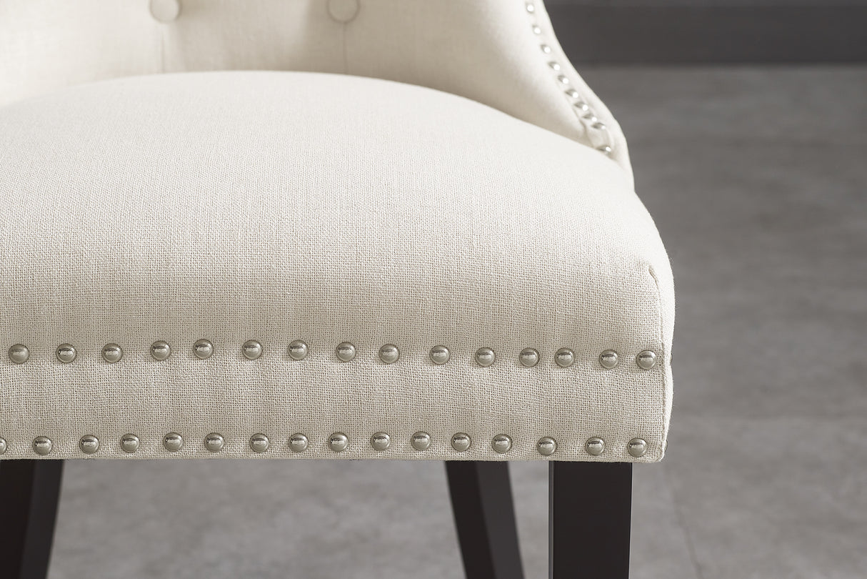 Stuhl CASTLE mit Komfortgriff, Leinenbezug beige im Barockstil