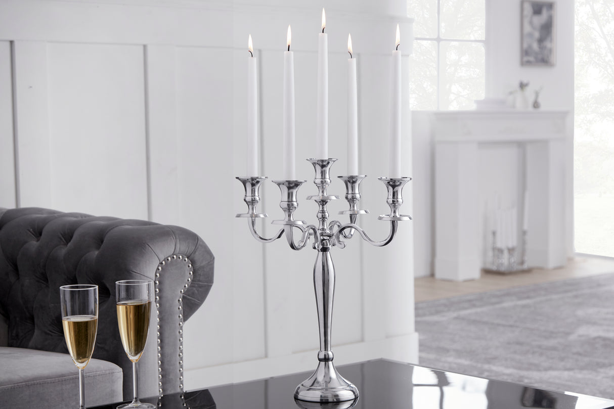 Candleholder MODERN BAROCK 40cm 5-armed silver
