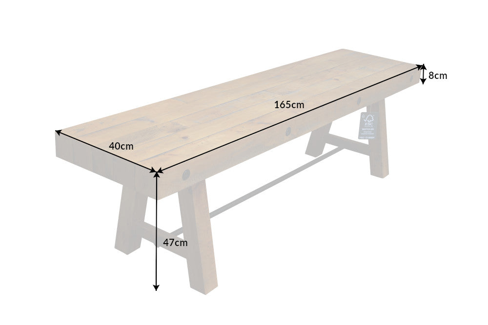 Bank FINCA 165cm Kiefernholz vintage braun