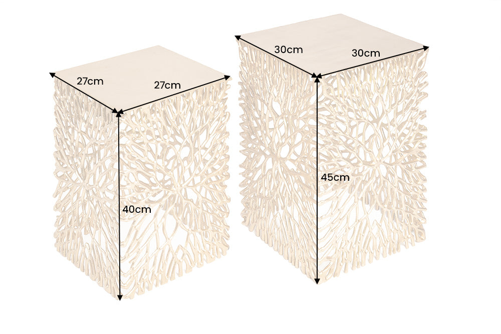 Side table LEAF 40-45cm set of 2 gold