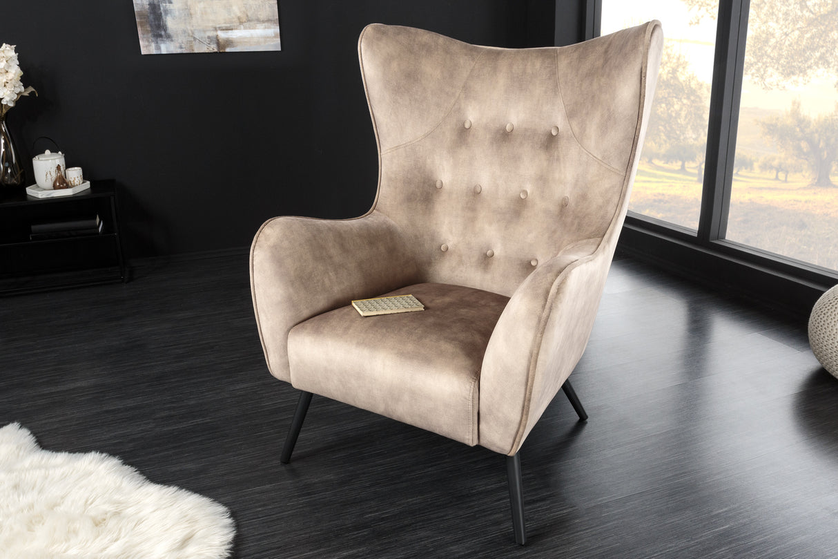 Ohrensessel AMSTERDAM Samt champagner