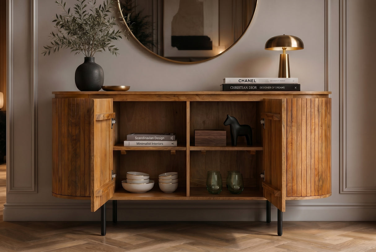 Sideboard GATSBY 160cm retro style mango wood natural