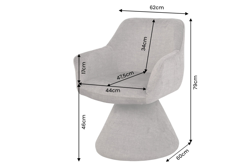 Swivel chair AMBIENTO 180° auto-return w/ armrests velvet stone