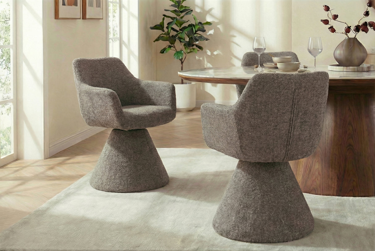Swivel chair AMBIENTO 180° auto-return w/ armrests brown