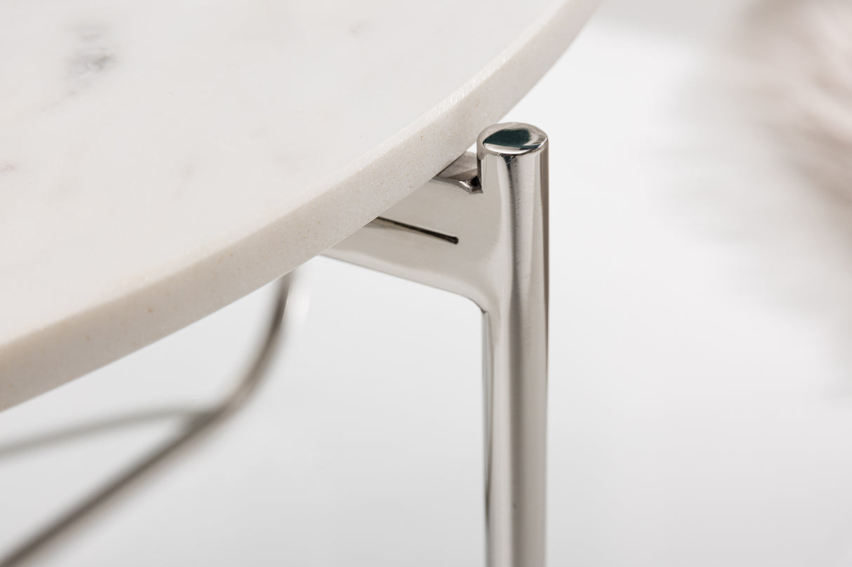 Couchtisch NOBLE 65cm Marmor weiß mit abnehmbarer Platte