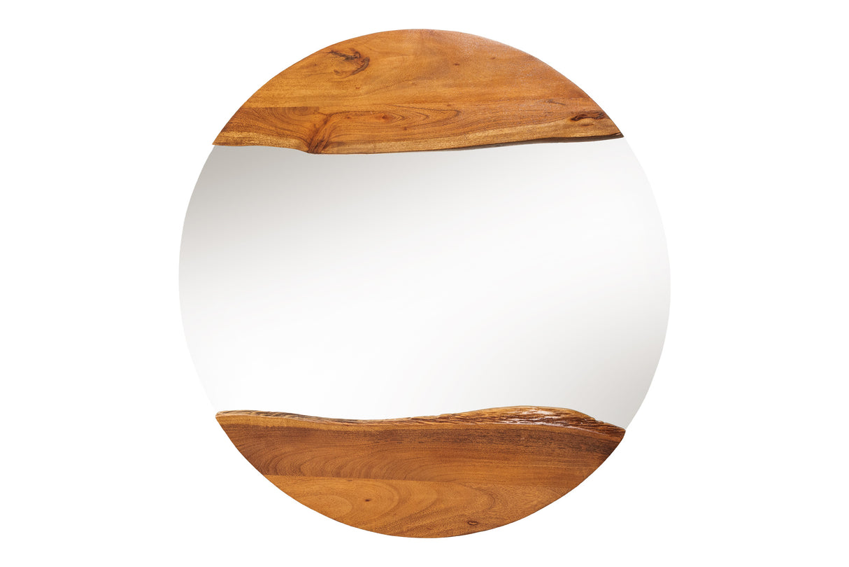 Wall mirror LIVING EDGE 100cm round natural edge brown acacia wood