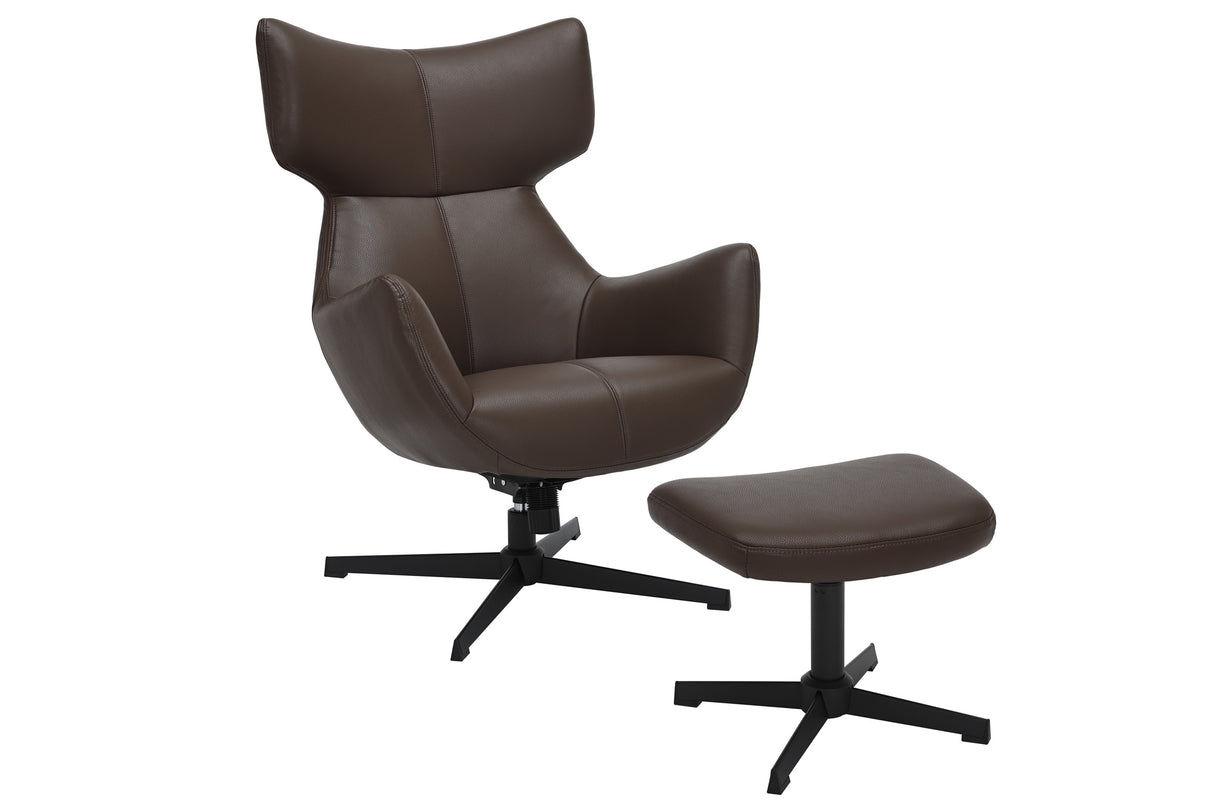 Sessel VOGUE 360° drehbar Kunstleder braun mit schwarzem Metallgestell