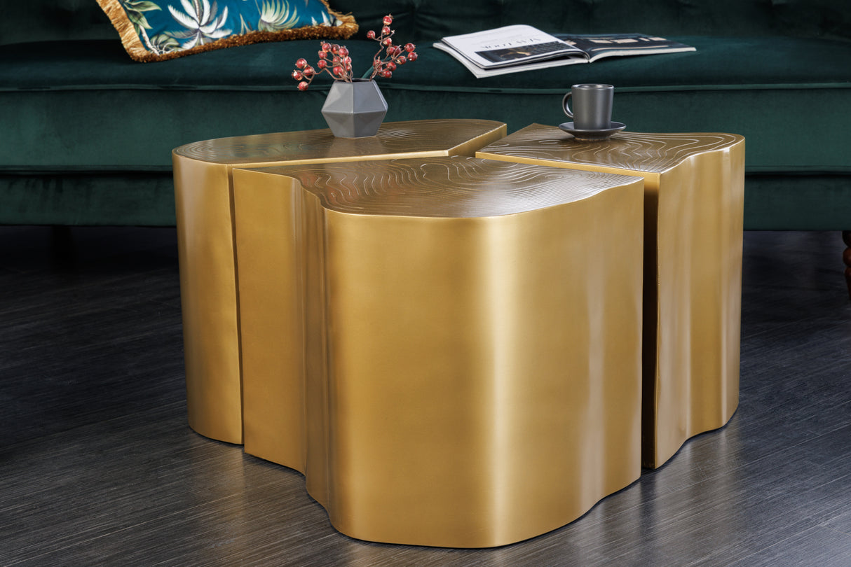 Side table ORGANIC ORIENT 80cm trunk look brass