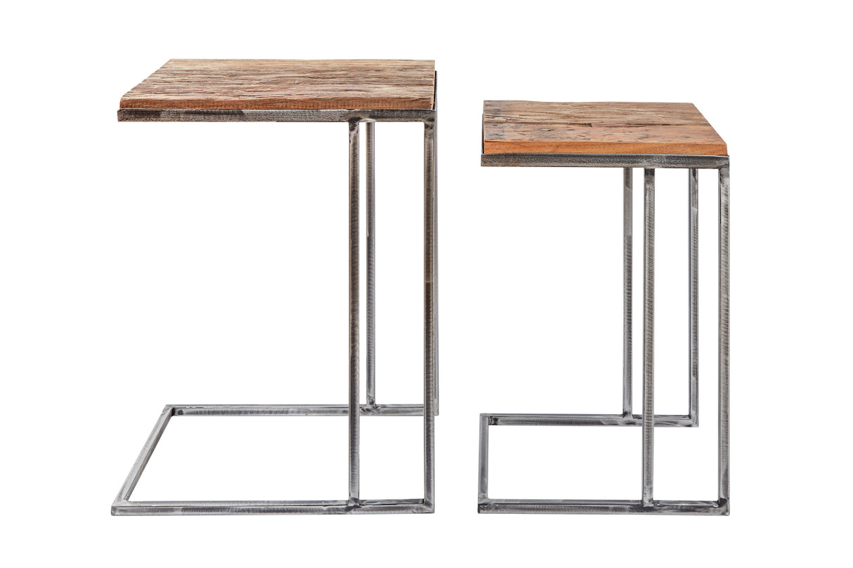Side table BARRACUDA set of 2 recycled wood