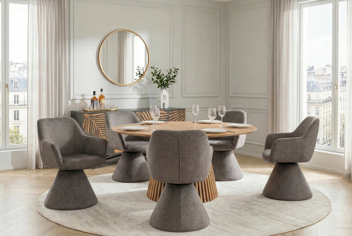 Swivel chair AMBIENTO 180° auto-return w/ armrests stone