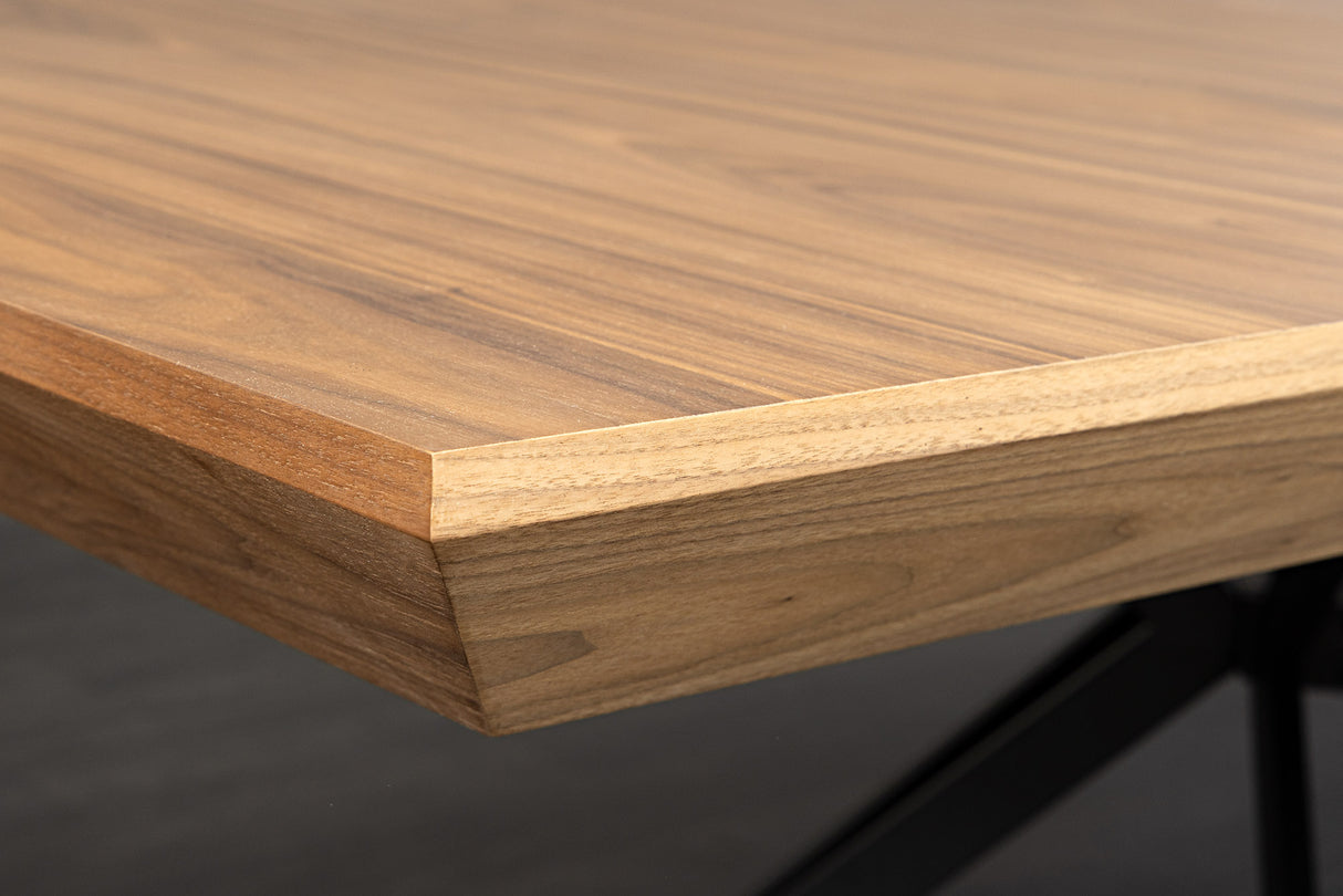 Dining table GIANT 200-320cm extendable natural walnut wood look w/ black metal frame